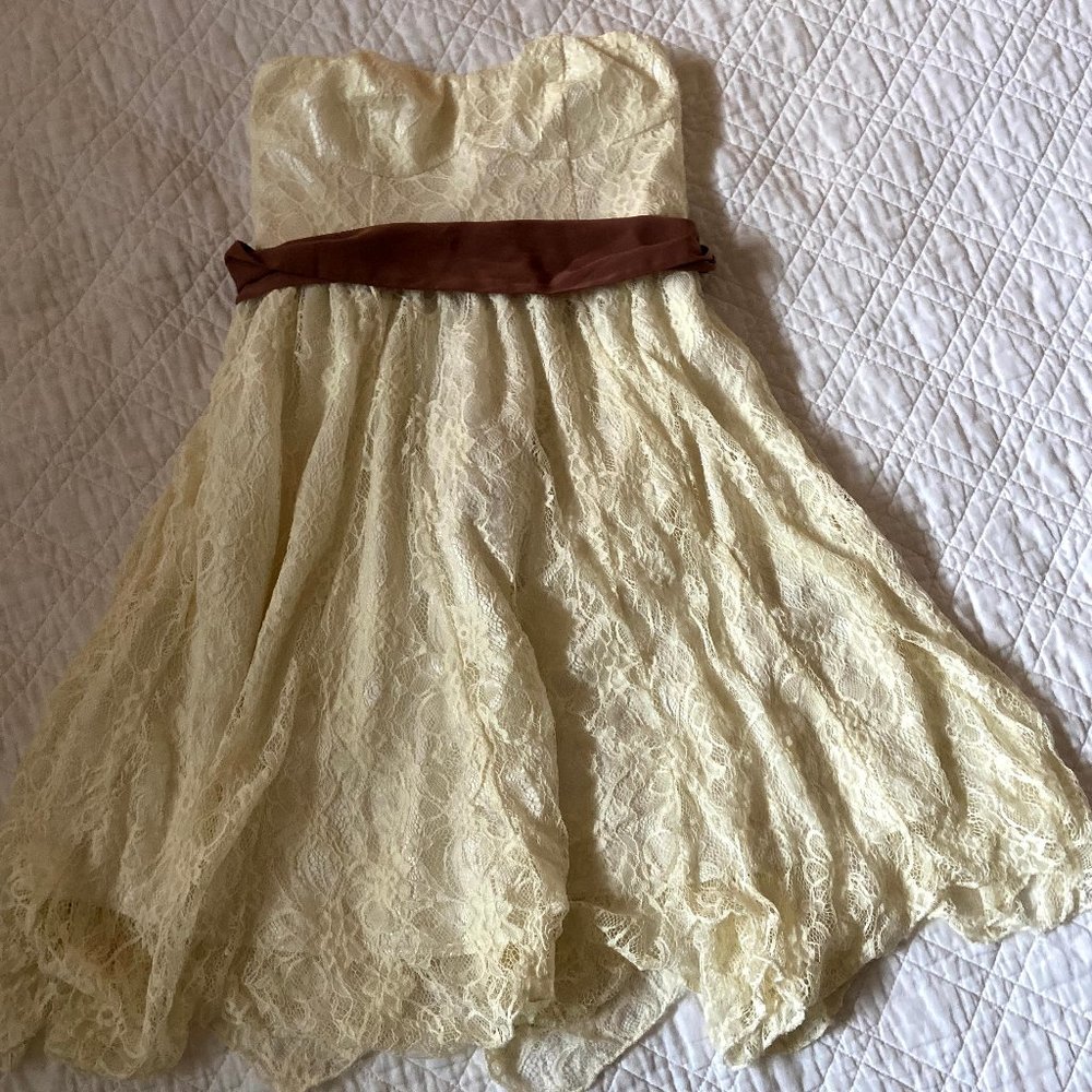 THISTLEPEARL || strapless lace dress